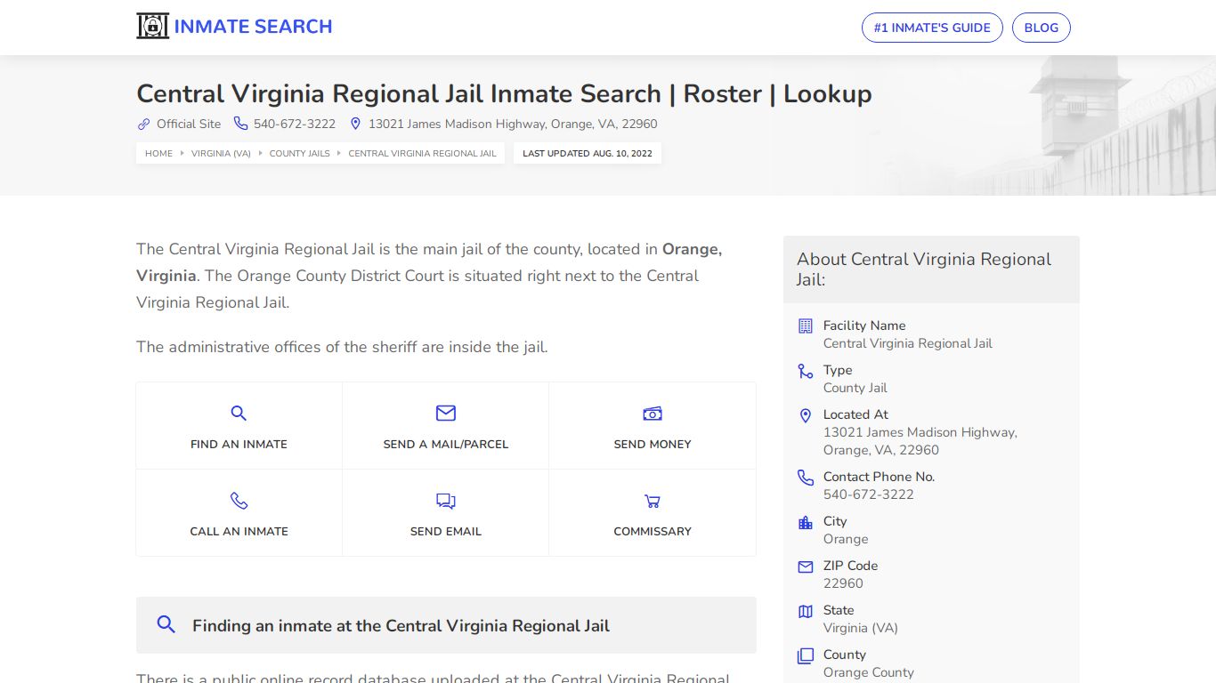Central Virginia Regional Jail Inmate Search | Roster | Lookup